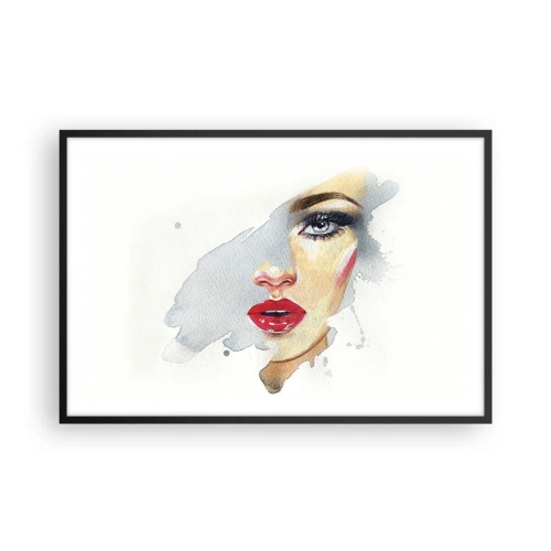 Poster in einem schwarzem Rahmen - Abspiegeln in einem Wassertropfen - 91x61 cm