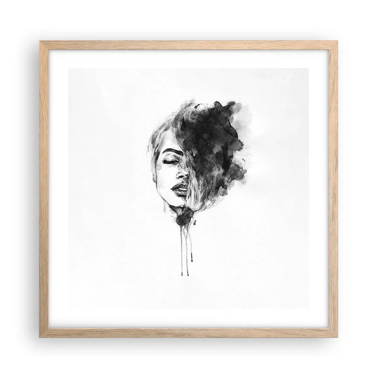 Poster in einem Rahmen aus heller Eiche - Wovon träumt das Mädchen - 50x50 cm