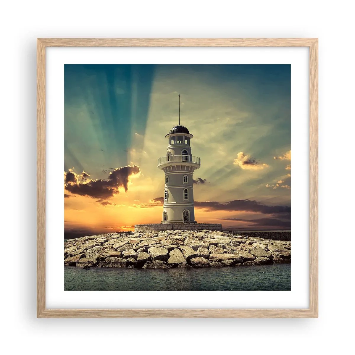 Poster in einem Rahmen aus heller Eiche - Licht - Gut - Schönheit - 50x50 cm