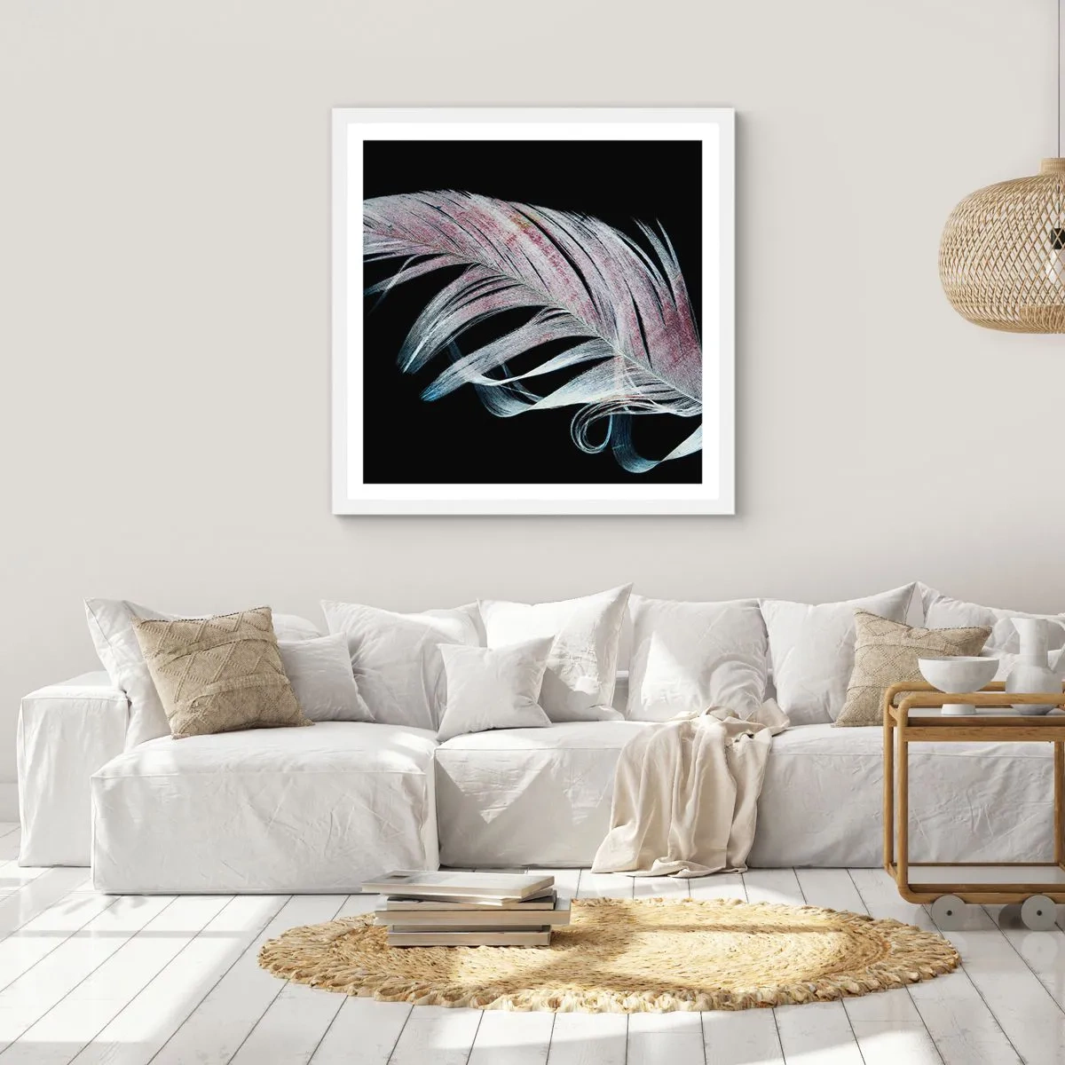 Poster in einem weißen Rahmen - Denke an Berührung - 50x50 cm