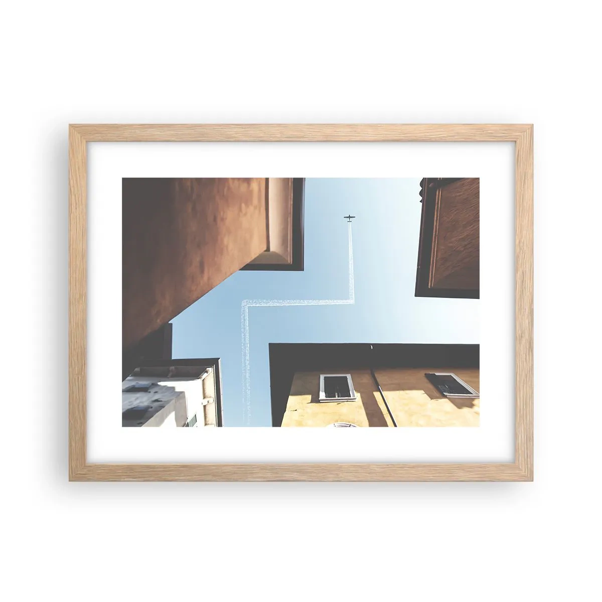 Poster in einem Rahmen aus heller Eiche - Über dem Stadtlabyrinth - 40x30 cm