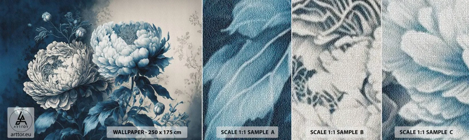 Fototapeten Muster Premium Canvas - Passendes Paar - Blumen, Klassisch, Rokoko - 100x30 cm