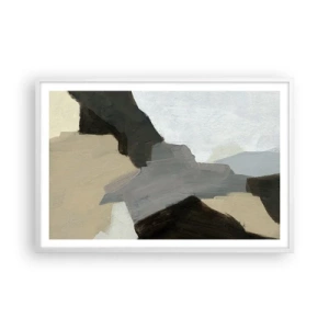 Poster in einem weißen Rahmen - Abstraktion: Scheideweg des Graus - 91x61 cm