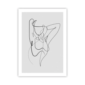 Poster - Abstrakte Linie einer weiblichen Silhouette auf hellem Hintergrund - 50x70cm - So, wie du wirklich bist ... - Moderne Wanddekoration für Wohnzimmer und Schlafzimmer ARTTOR