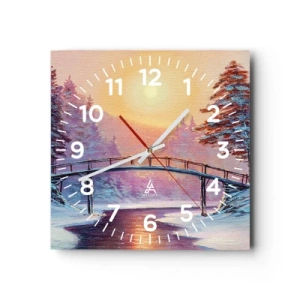 Wanduhr - Glasuhr - Vier Jahreszeiten - Winter - 40x40 cm