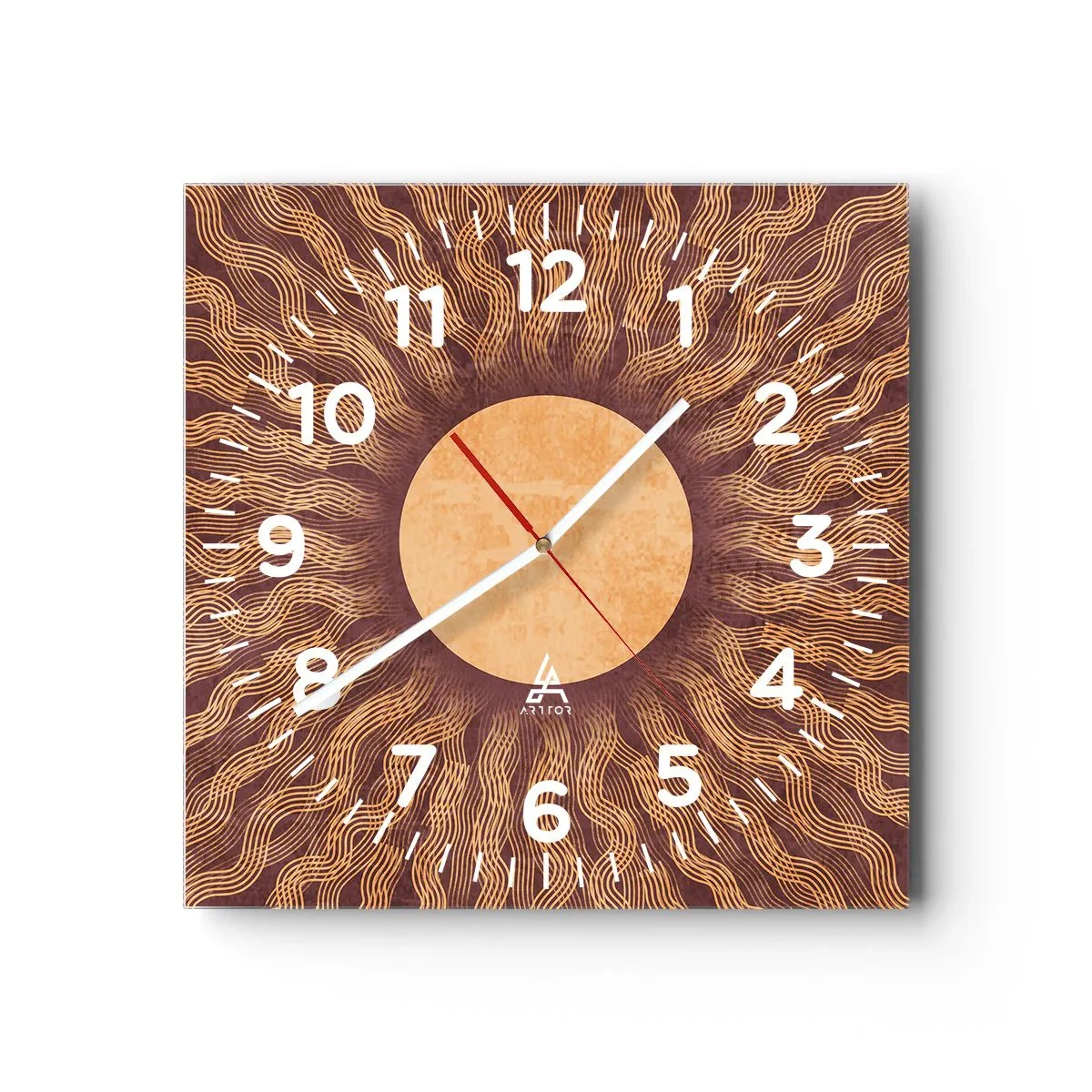 Wanduhr - Glasuhr - Sonnensymbol - 40x40 cm