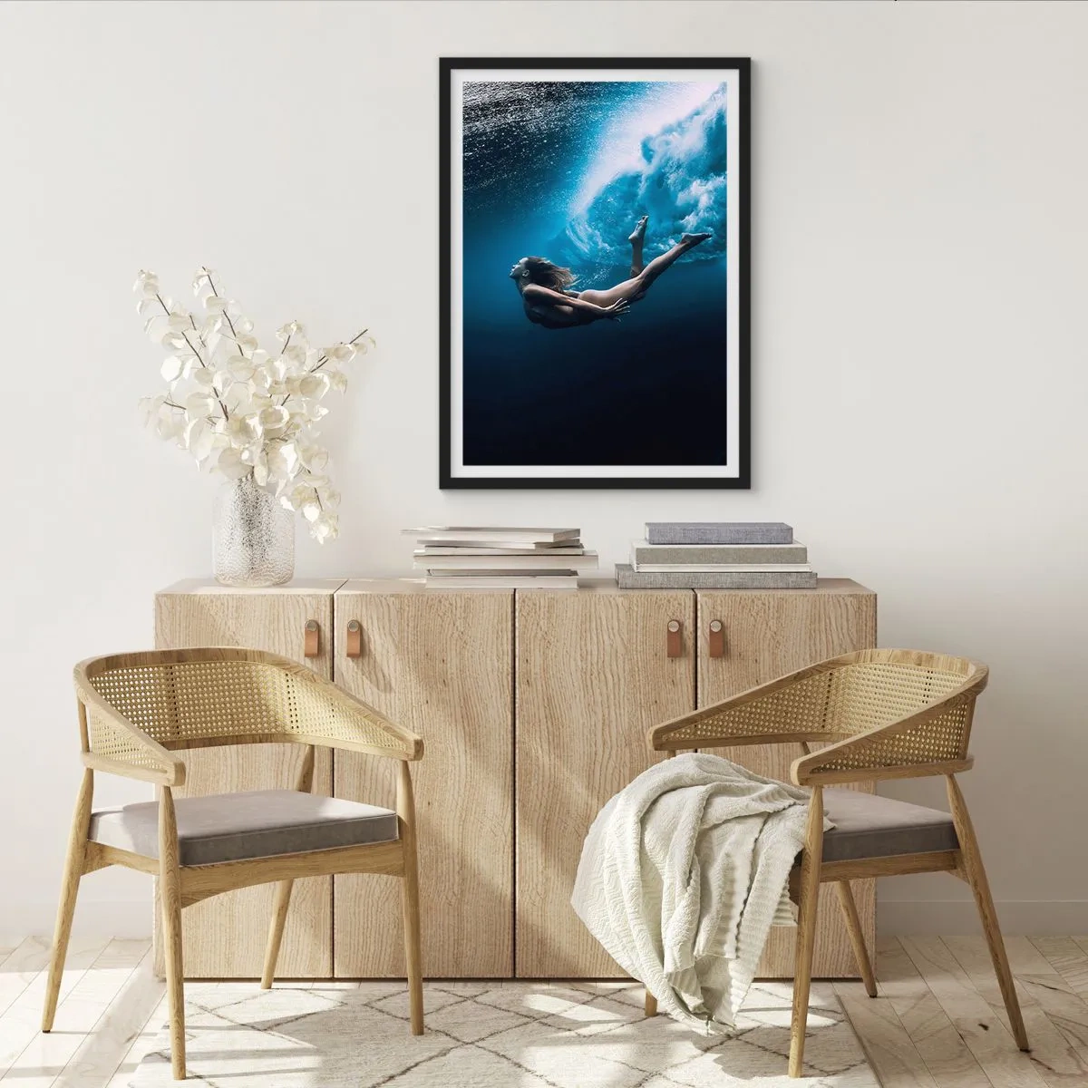 Poster in einem schwarzem Rahmen - Moderne Meerjungfrau - 30x40 cm