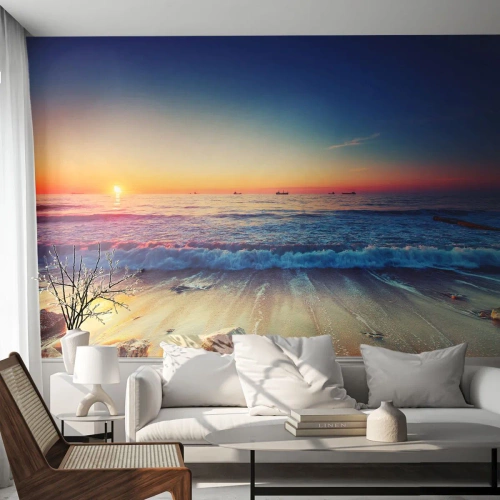 Fototapete Premium Canvas - Was ist mit dem Horizont? - Landschaft, Meer, Sonnenuntergang - 350x256 cm