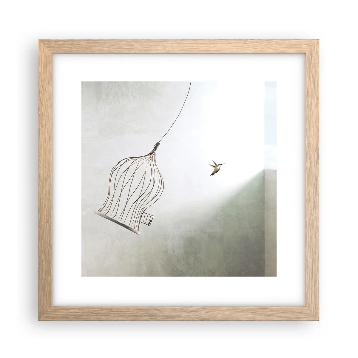 Poster in einem Rahmen aus heller Eiche - In seinem Element - 30x30 cm