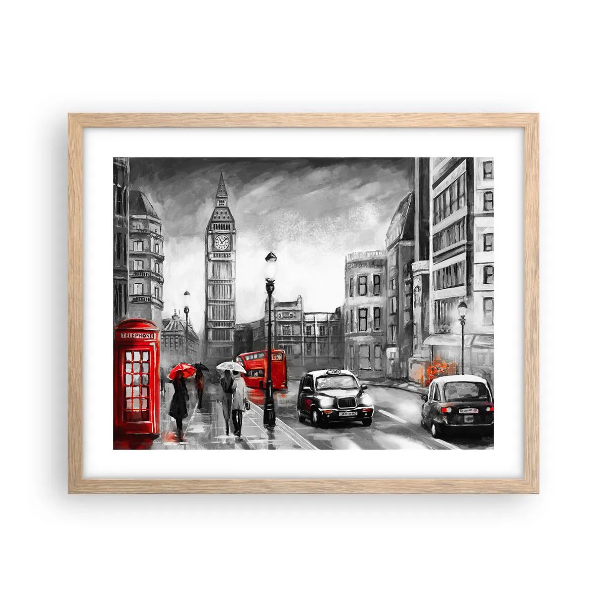 Poster in einem Rahmen aus heller Eiche - Gar keine graue Stadt - 50x40 cm