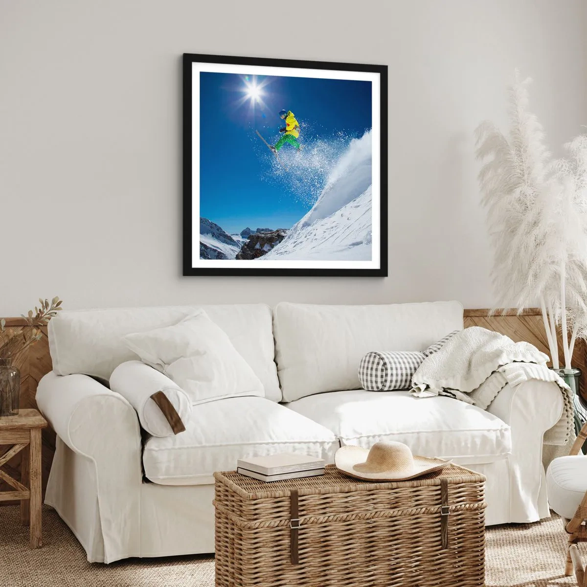 Poster in einem schwarzem Rahmen - Tanzen mit den Bergen - 40x40 cm