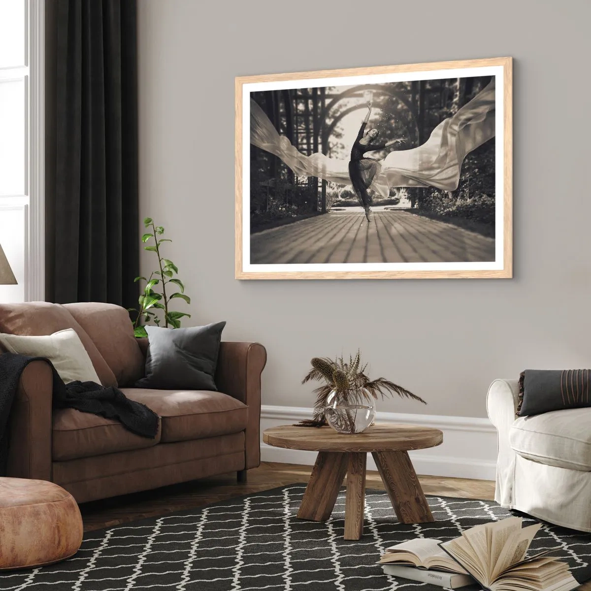 Poster in einem Rahmen aus heller Eiche - Der Tanz des Gartengeistes - 40x30 cm