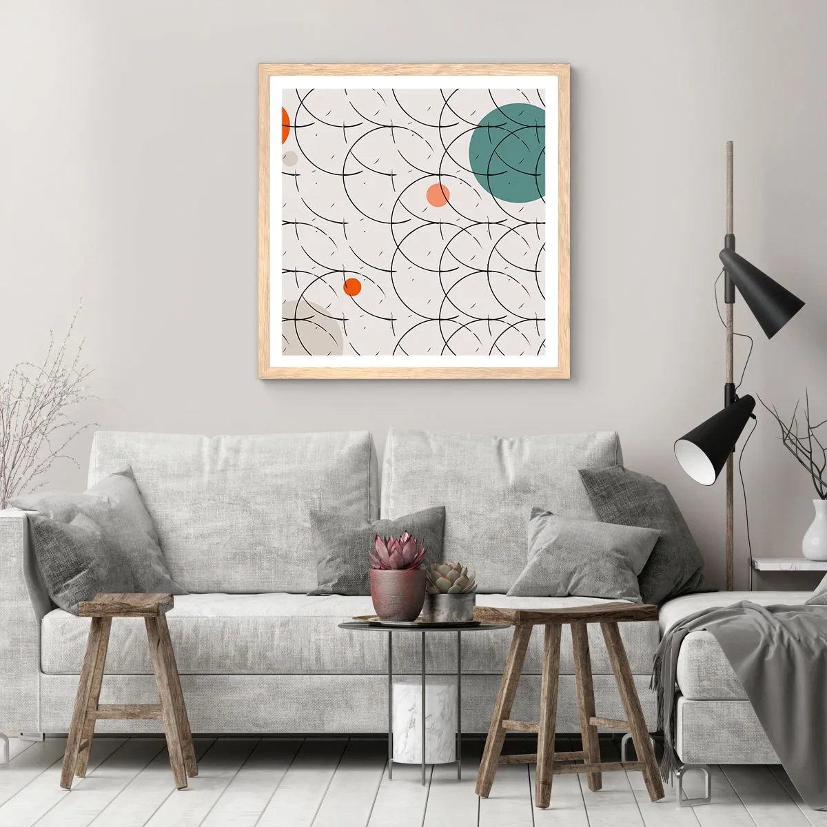 Poster in einem Rahmen aus heller Eiche - Im Pop-Art-Geist - 60x60 cm