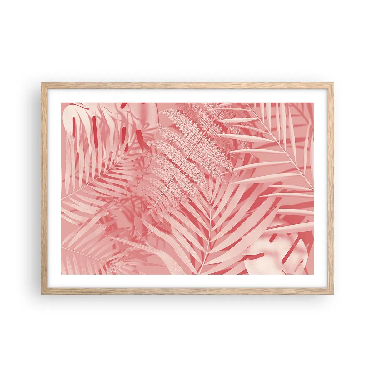 Poster in einem Rahmen aus heller Eiche - Rosa Konzept - 70x50 cm