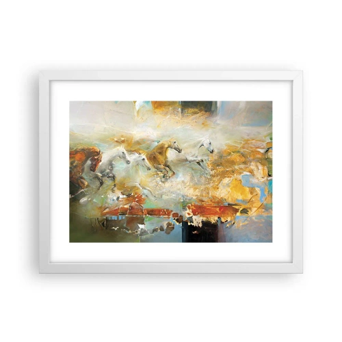 Poster in einem weißen Rahmen - Im Galopp durch das Licht - 40x30 cm