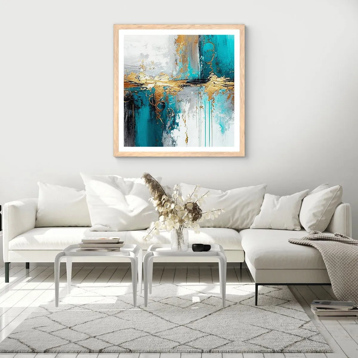 Poster in einem Rahmen aus heller Eiche - Alles fließt - 30x30 cm