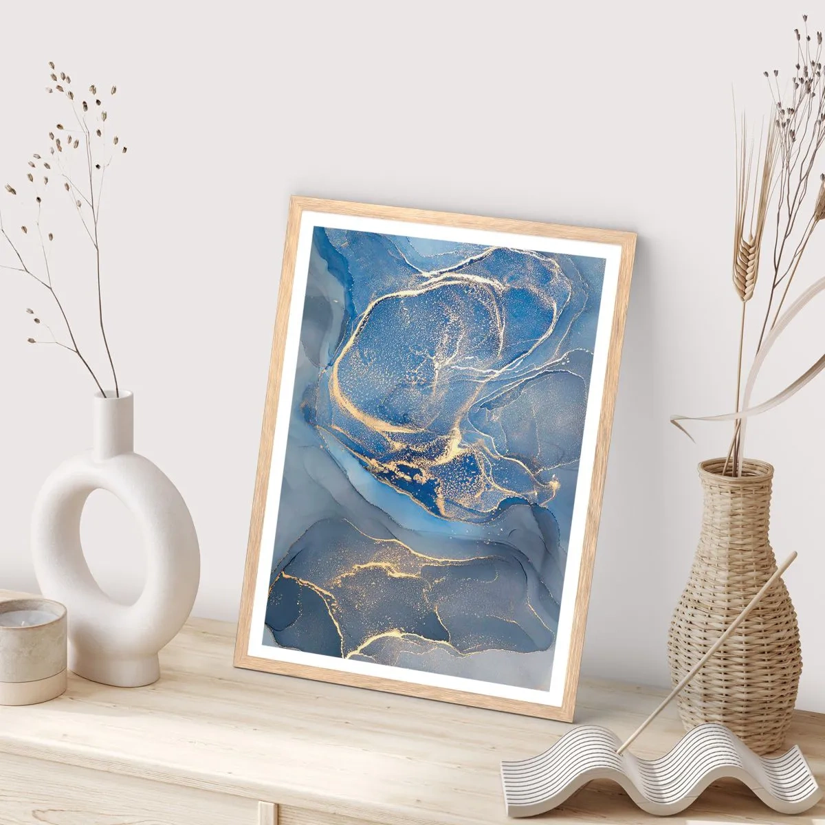 Poster in einem Rahmen aus heller Eiche - Goldstaub - 70x100 cm