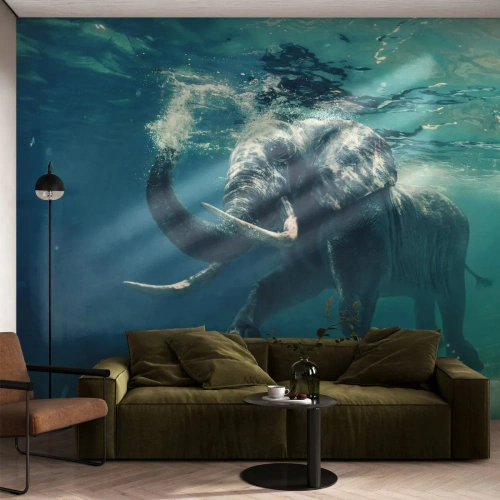 Maßgeschneiderte Fototapete Premium Sand - Jeder schwimmt gerne - Abstraktion, Elefant, Stück