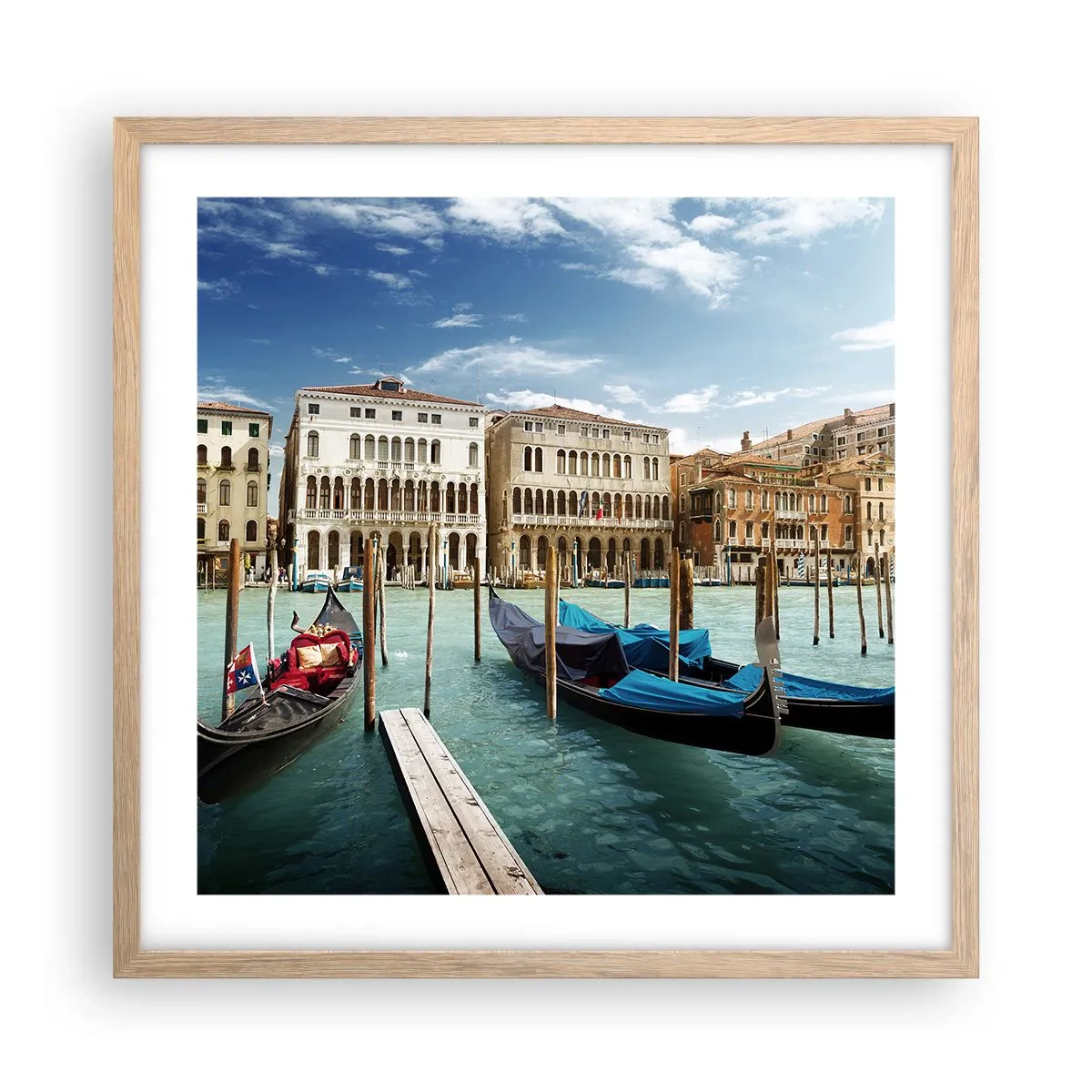 Poster in einem Rahmen aus heller Eiche - Paläste in Blau - 50x50 cm
