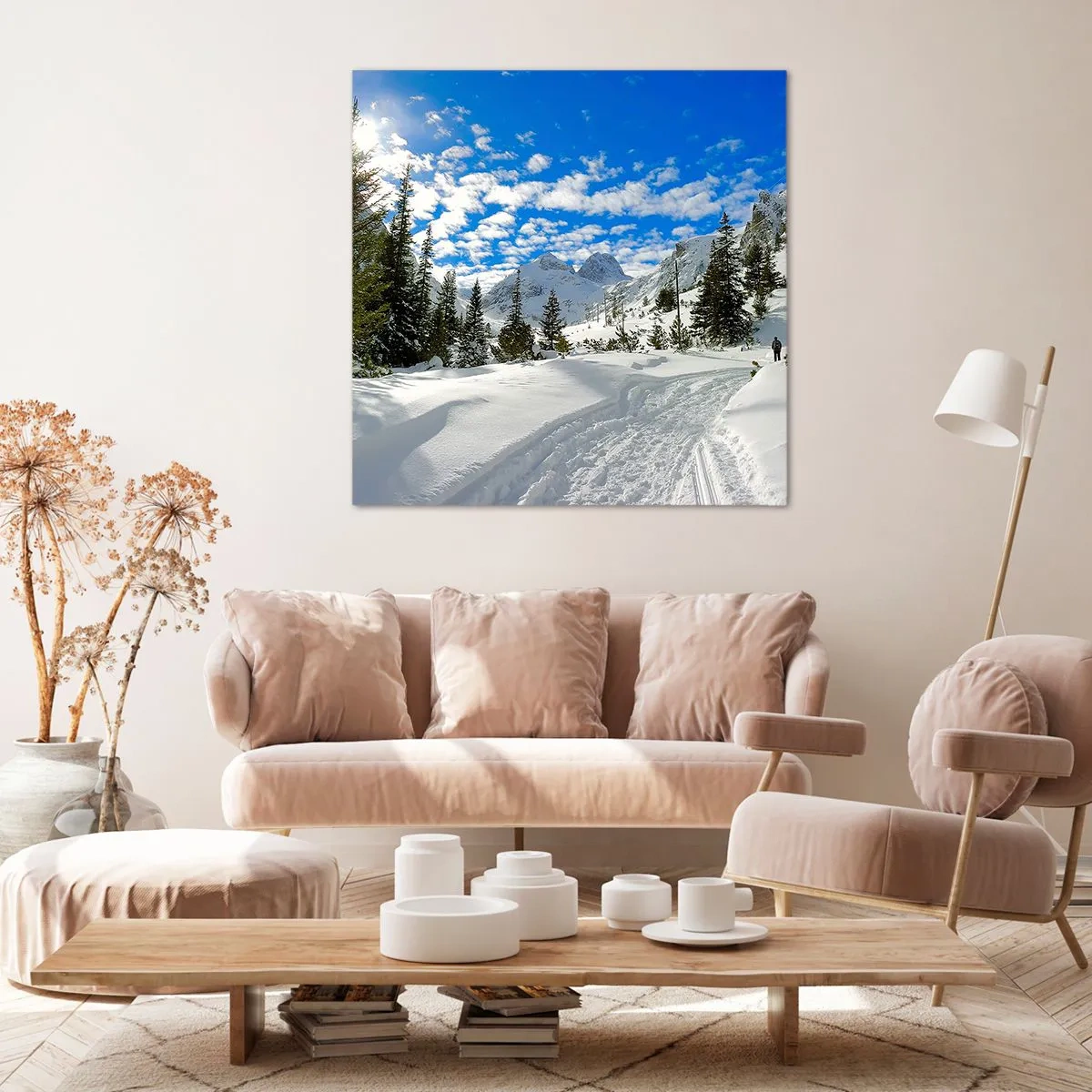Bild auf Leinwand - Leinwandbild - Im Schnee und in der Sonne - 50x50 cm