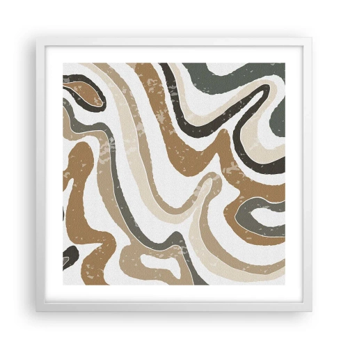 Poster in einem weißen Rahmen - Mäander in Erdfarben - 50x50 cm
