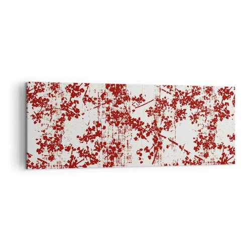Bild auf Leinwand - Leinwandbild - Rote Blumen auf weißem Hintergrund im künstlerischen Stil - 140x50cm - Wie alter Perkal - Moderne Wanddekoration für Wohnzimmer und Schlafzimmer ARTTOR
