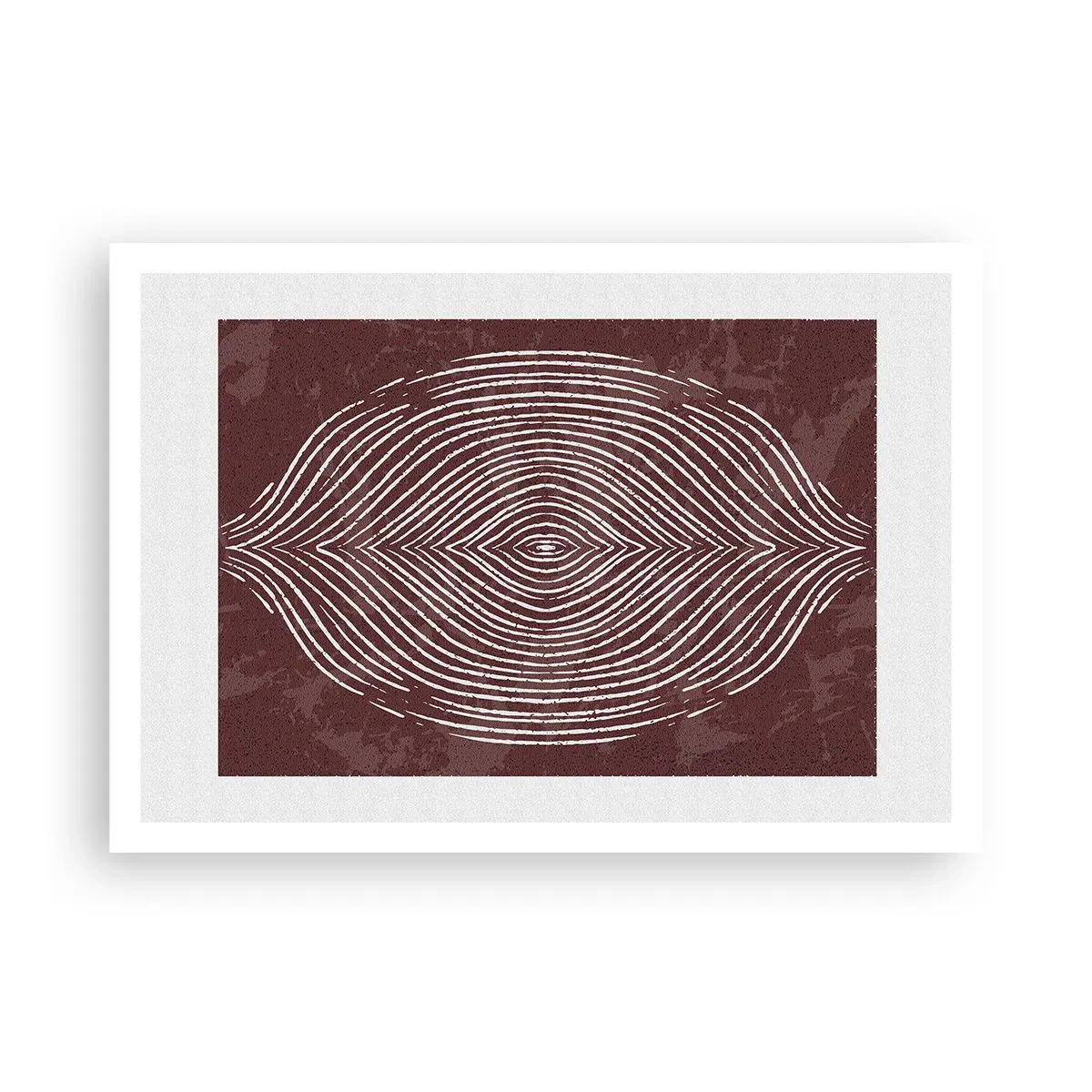 Poster - Symmetrische Wellen in weißen Linien auf braunem Hintergrund - 100x70cm - Der Raum spricht - Moderne Wanddekoration für Wohnzimmer und Schlafzimmer ARTTOR