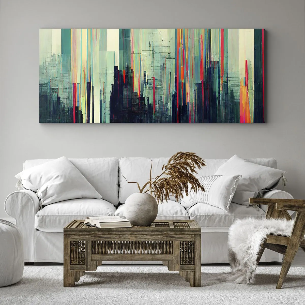 Bild auf Leinwand - Leinwandbild - Futuristische Stadt - 100x40 cm