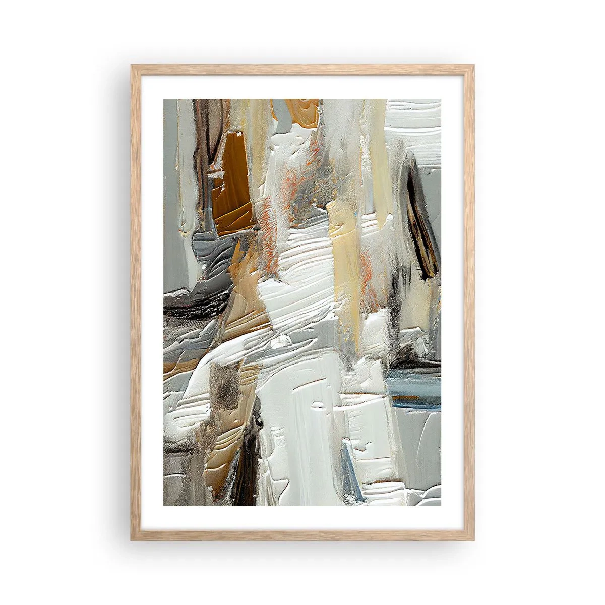 Poster in einem Rahmen aus heller Eiche - Bunte Schichten - 50x70 cm
