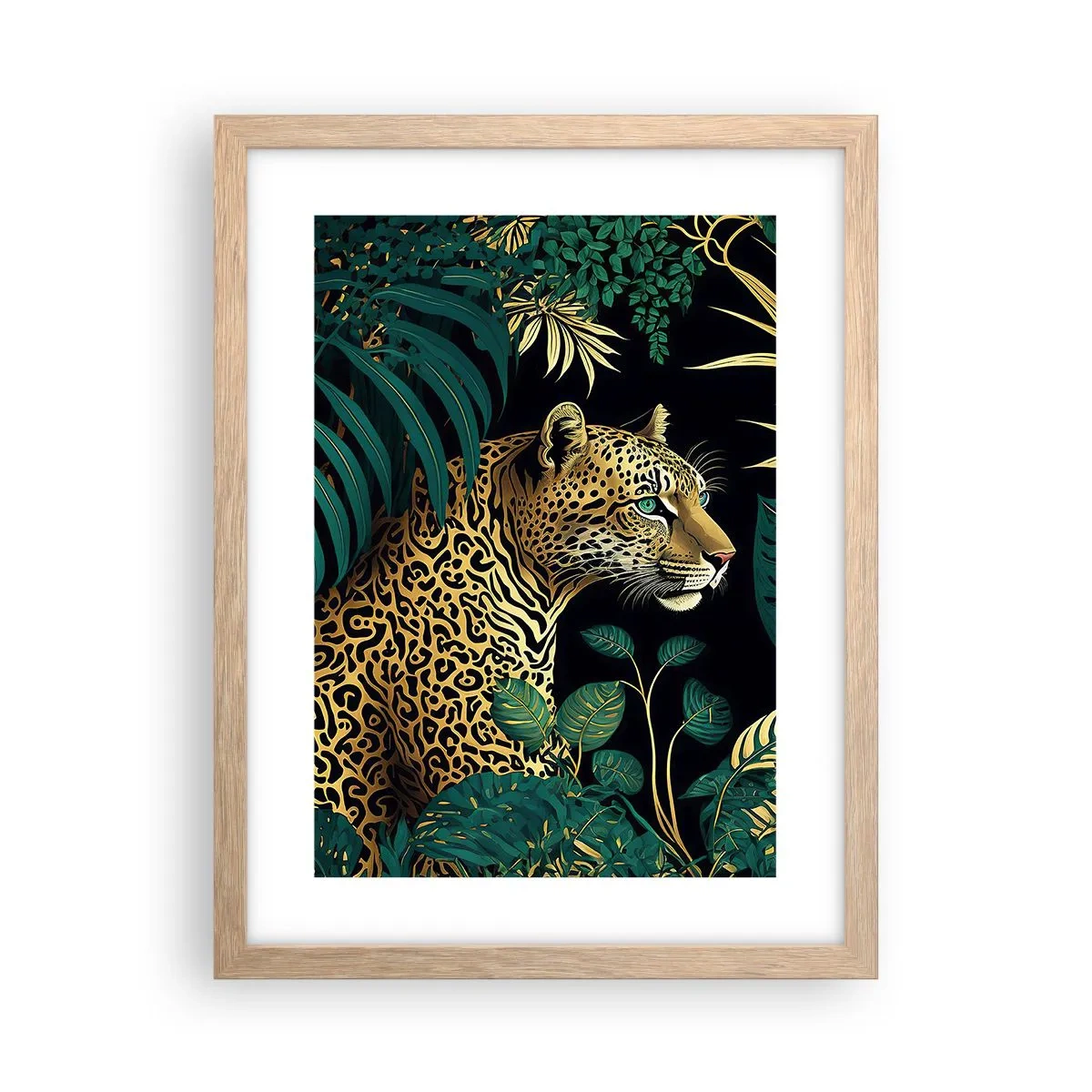 Poster in einem Rahmen aus heller Eiche - Gastgeber im Dschungel - 30x40 cm