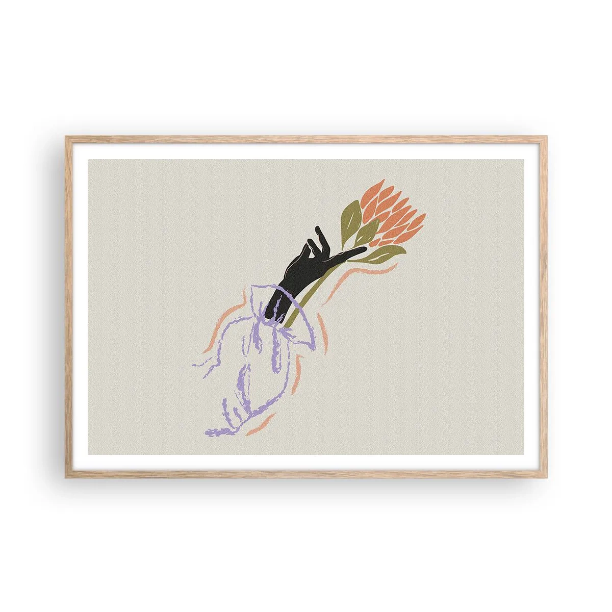 Poster in einem Rahmen aus heller Eiche - Schwesterliche Berührung - 100x70 cm