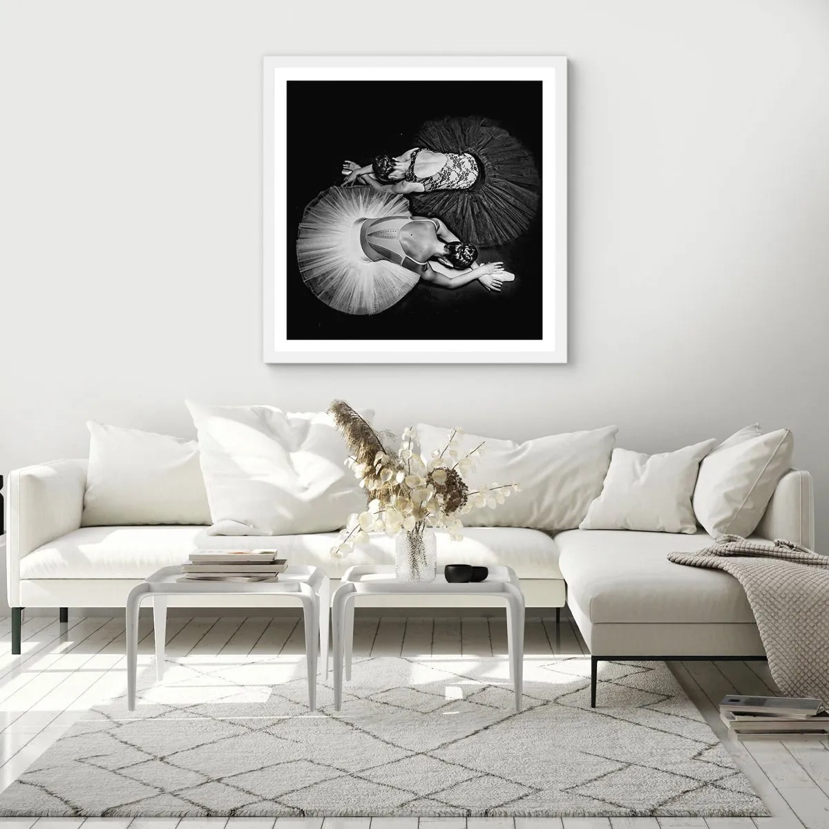 Poster in einem weißen Rahmen - Jin und Jang – perfekte Balance - 60x60 cm