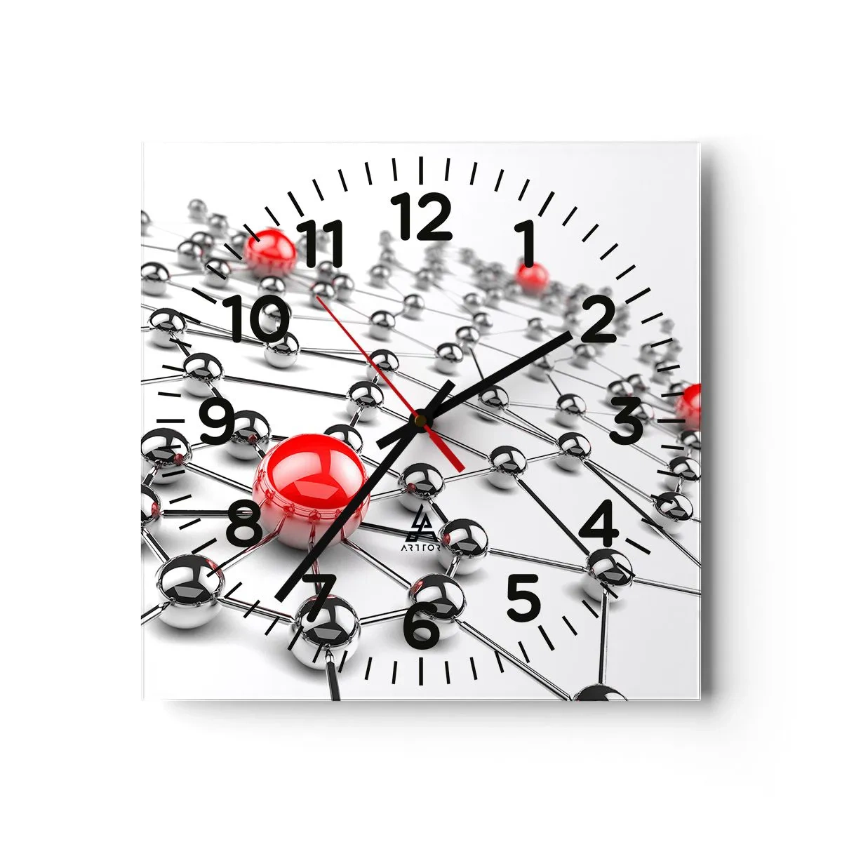 Wanduhr - Glasuhr - Silbriges Netz - 30x30 cm