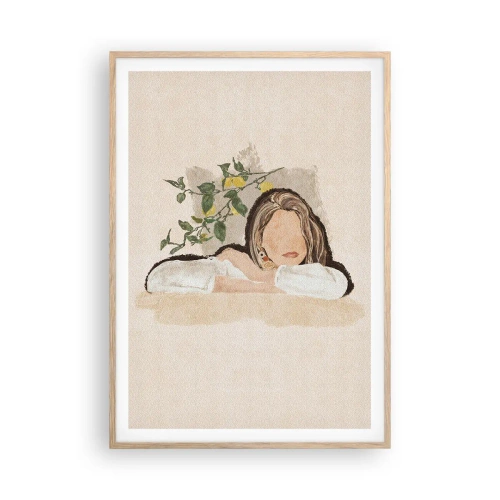 Poster in einem Rahmen aus heller Eiche - Südländische Schönheit - 70x100 cm