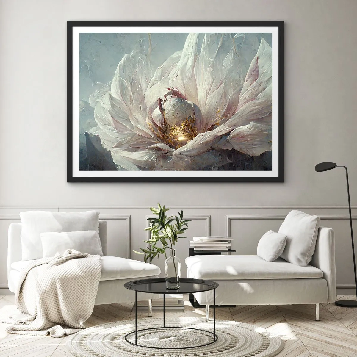 Poster in einem schwarzem Rahmen - Sie blüht alle hundert Jahre einmal - 50x40 cm
