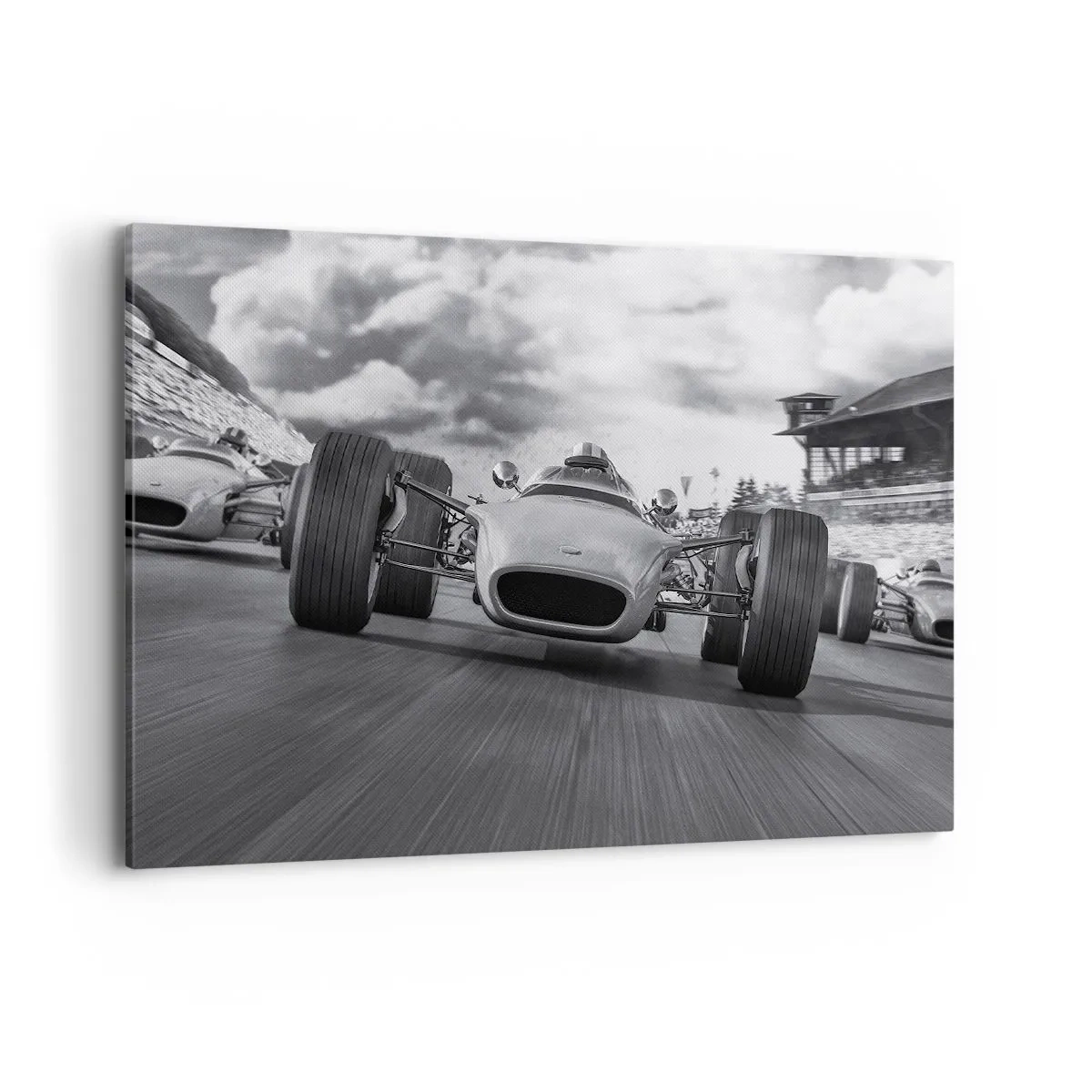 Bild auf Leinwand - Leinwandbild - Oldtimerrennen in Bewegung - 100x70cm - Power ist da! - Moderne Wanddekoration für Wohnzimmer und Schlafzimmer ARTTOR