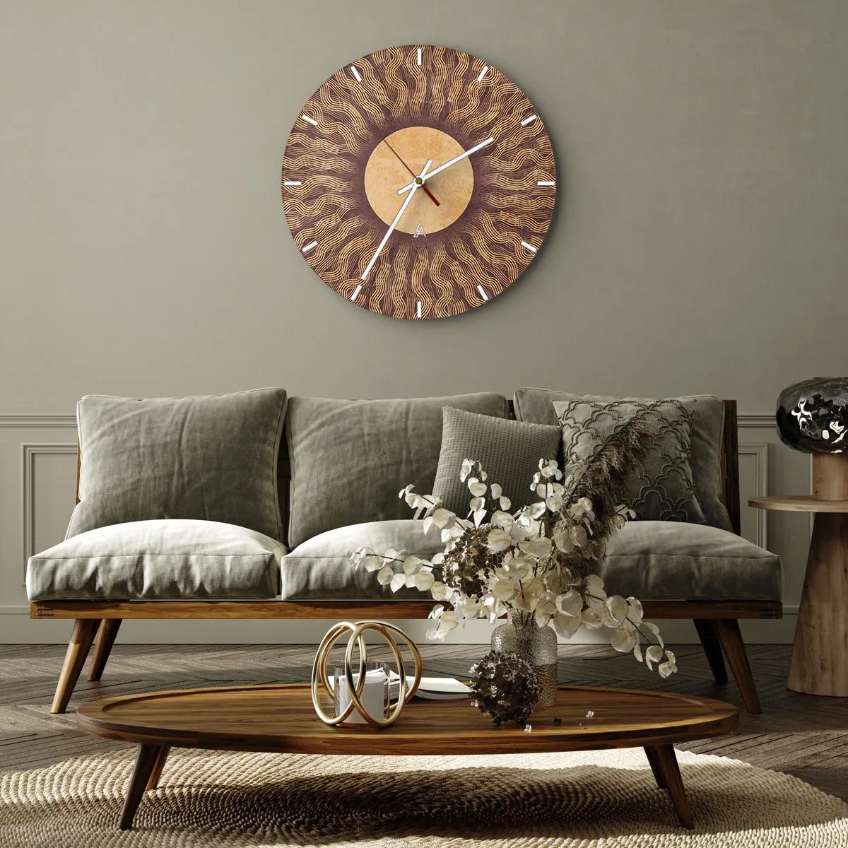 Wanduhr - Glasuhr - Sonnensymbol - 40x40 cm