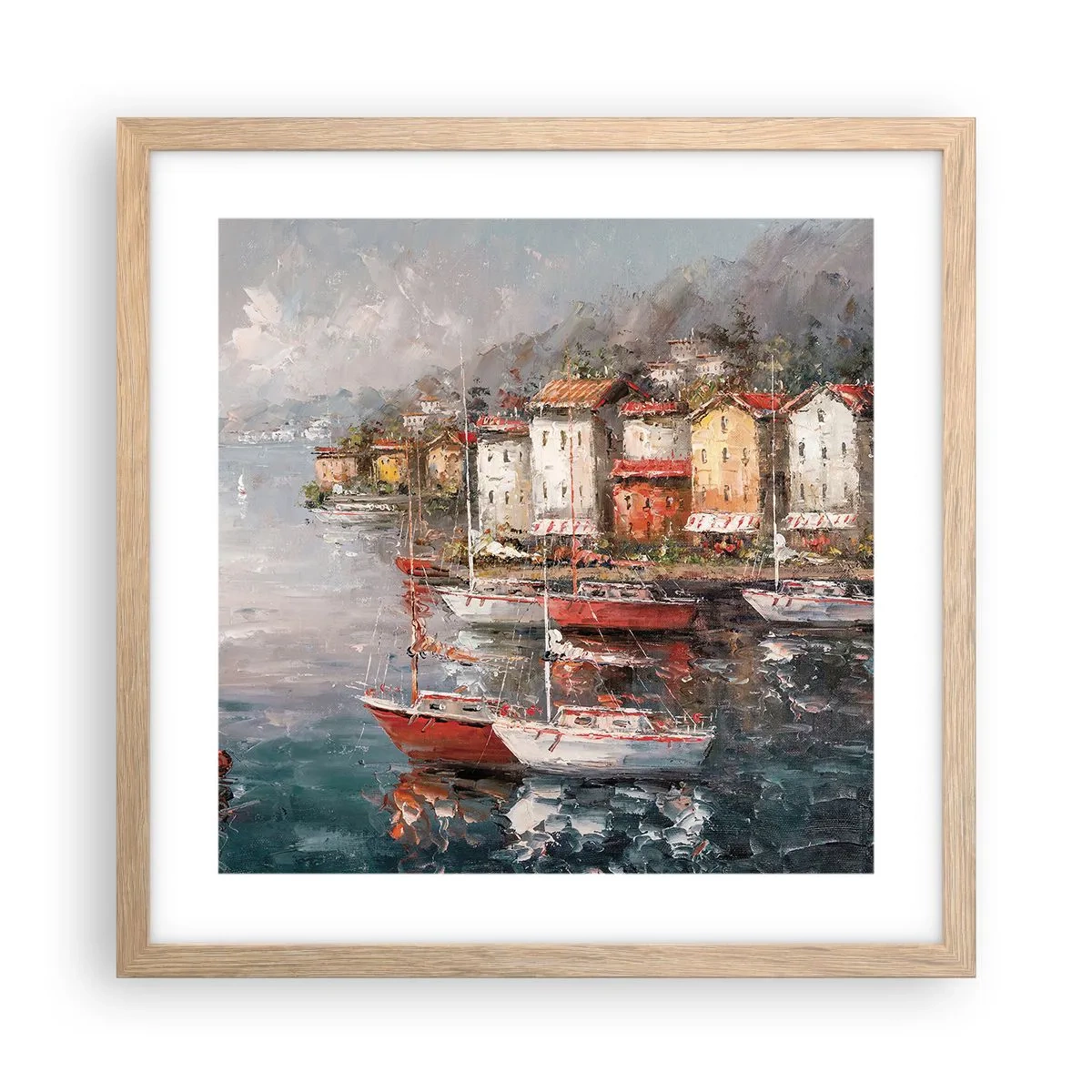 Poster in einem Rahmen aus heller Eiche - Romantische Oase - 40x40 cm
