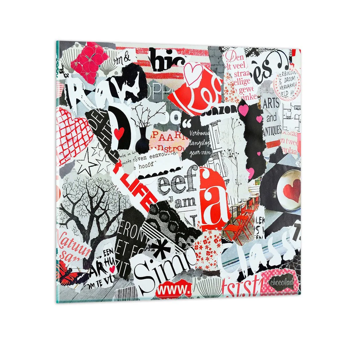 Glasbild - Bild auf glas - Hipster-Collage - 40x40 cm