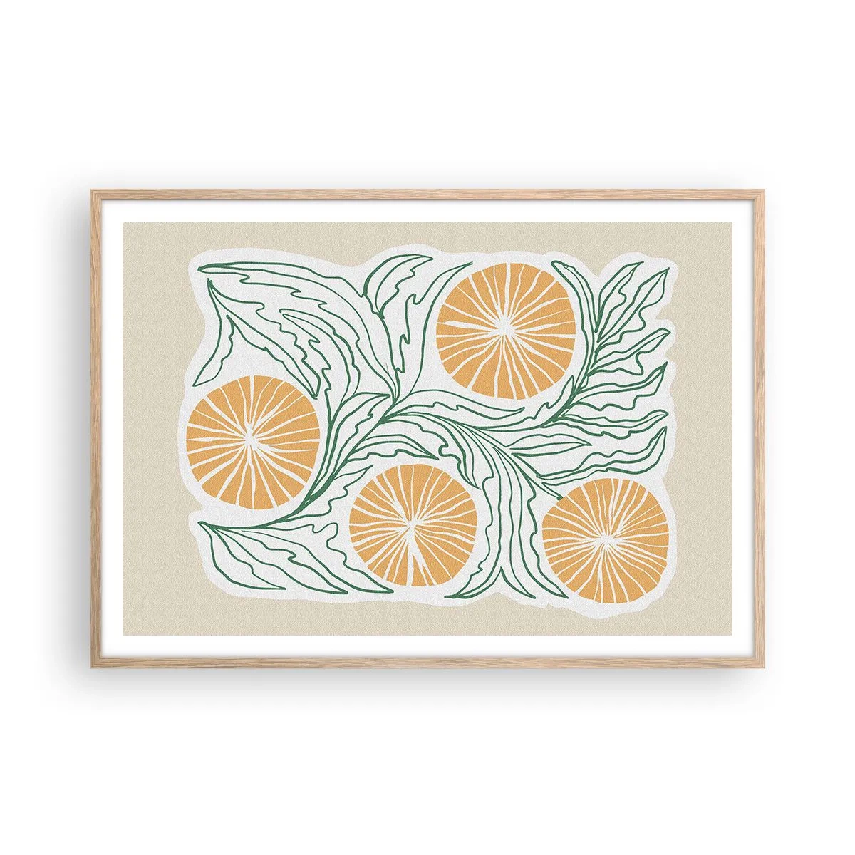 Poster in einem Rahmen aus heller Eiche - Ethnisch mit einem Hauch von Abstraktion - 100x70 cm