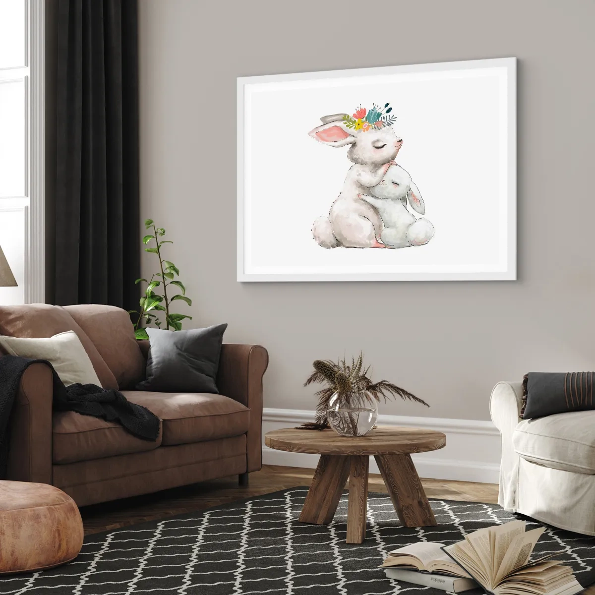 Poster in einem weißen Rahmen - Bei Mama ist's am schönsten - 91x61 cm