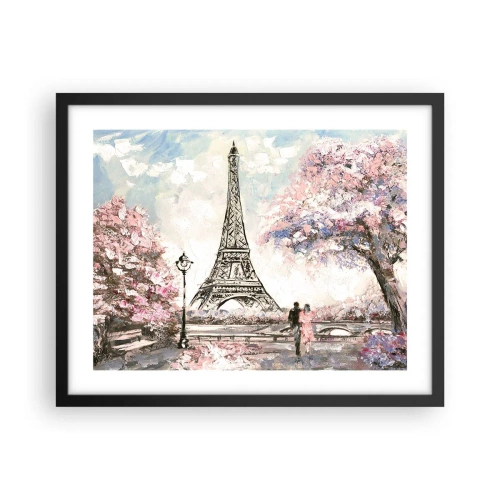 Poster in einem schwarzem Rahmen - Aprilspaziergang durch Paris - 50x40 cm