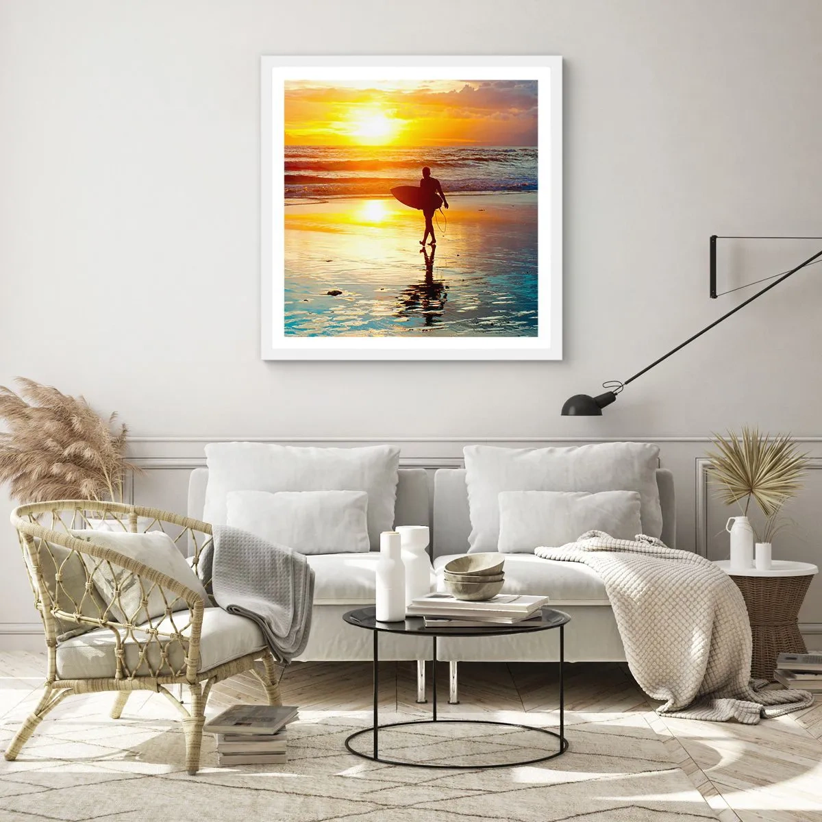 Poster in einem weißen Rahmen - Die Rückkehr des Kriegers - 60x60 cm