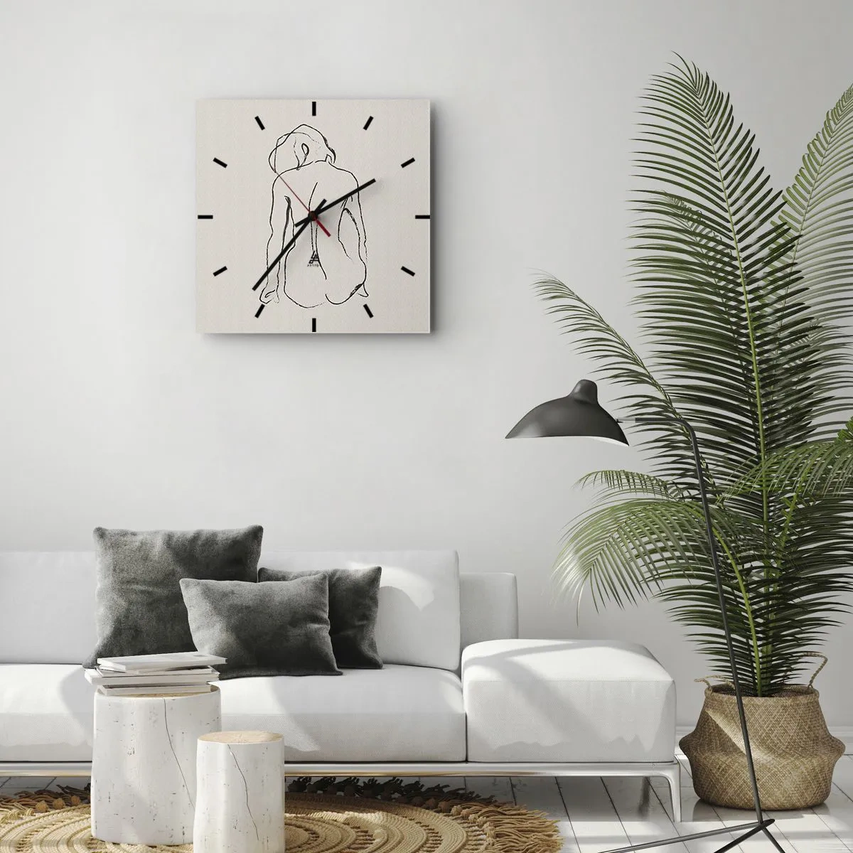 Wanduhr - Glasuhr - Mädchenakt - 30x30 cm
