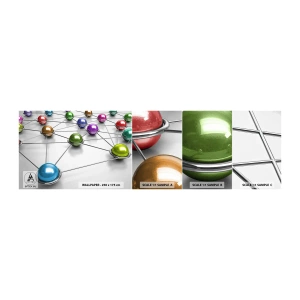 Fototapetenmuster Standard Eco - Kosmisches Spinnennetz - Abstraktion, Metallkugeln, 3D - 100x30 cm