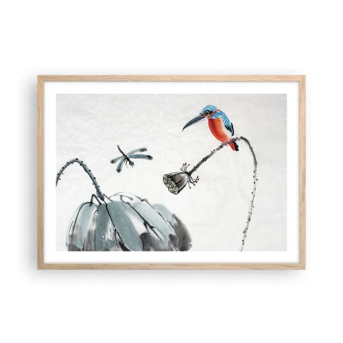 Poster in einem Rahmen aus heller Eiche - Das Leben der Wiese - 70x50 cm