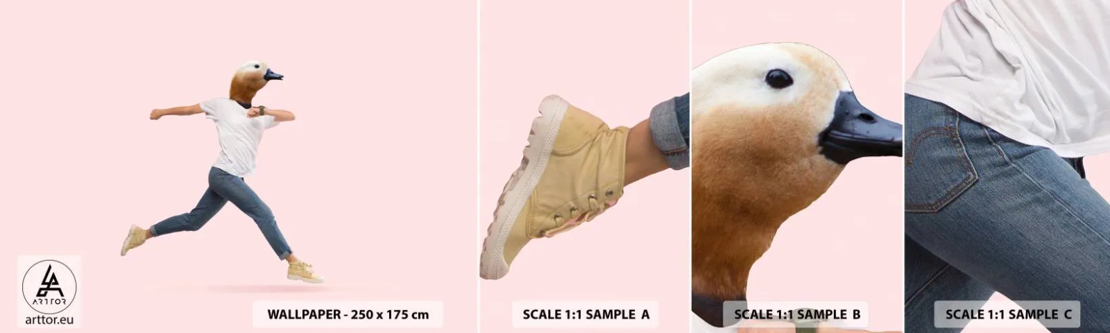 Fototapetenmuster Standard Eco - Eine Prise Absurdität - Abstraktion, Mann, Minimalismus - 100x30 cm