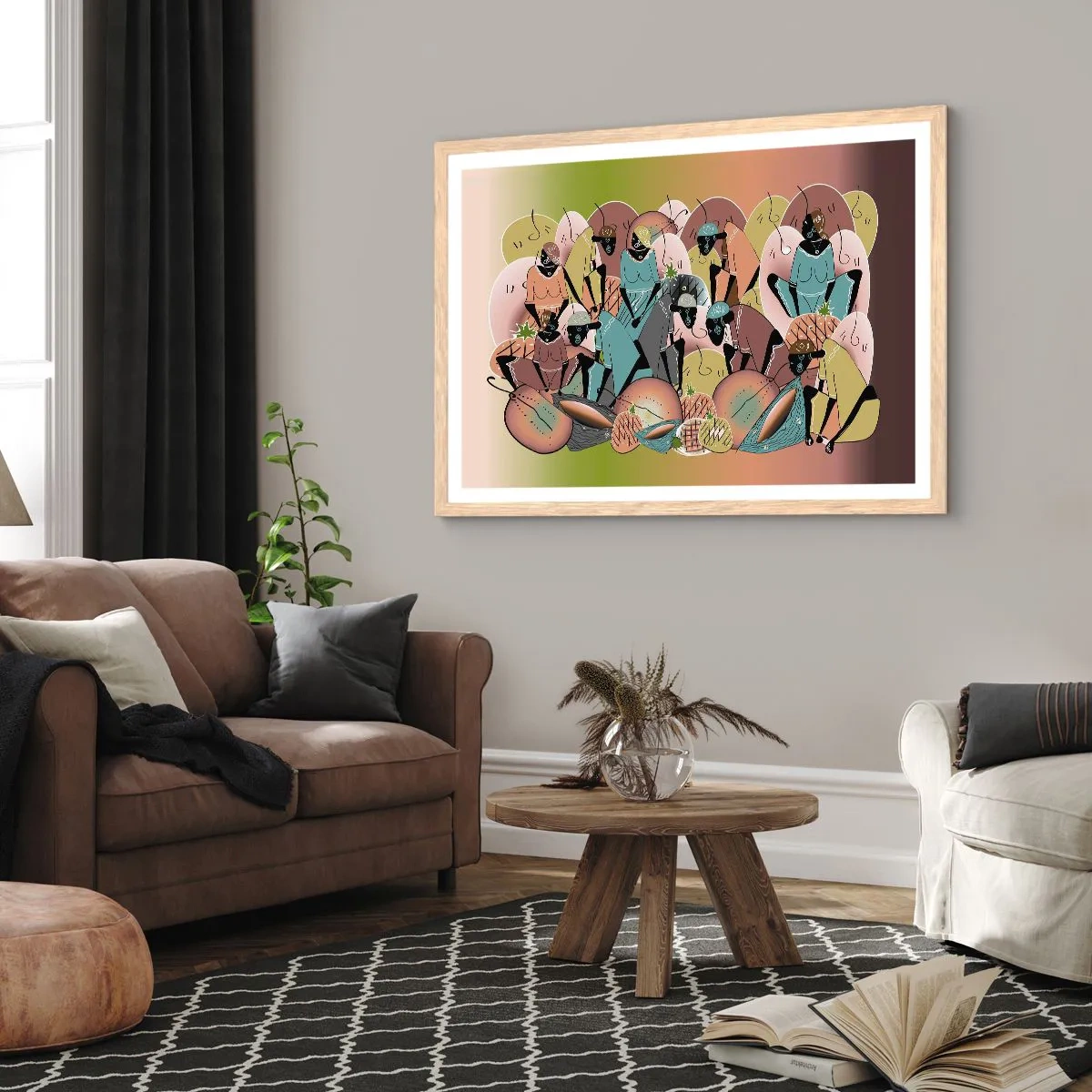 Poster in einem Rahmen aus heller Eiche - Ein toller Urlaub steht bevor - 100x70 cm