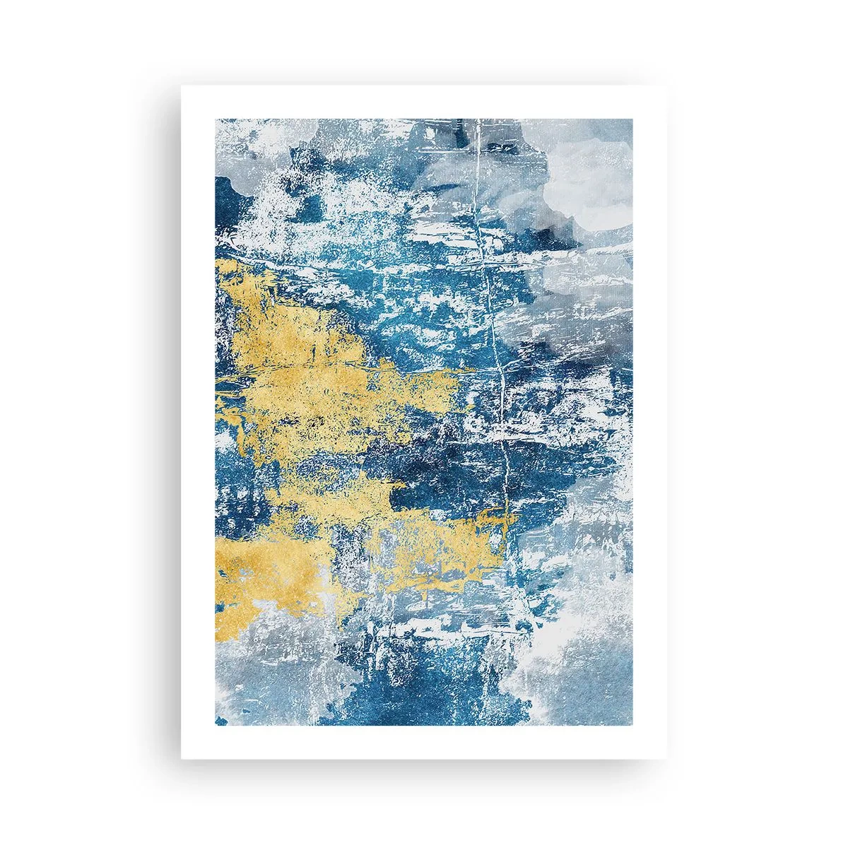 Poster - Abstrakte Komposition aus Blau und Gold in der Textur - 50x70cm - Abstraktion voller Wetter - Moderne Wanddekoration für Wohnzimmer und Schlafzimmer ARTTOR