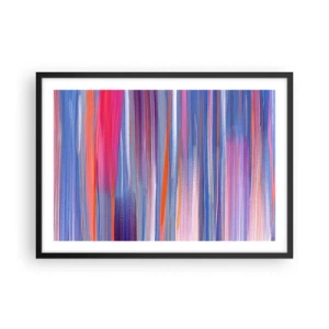 Poster in einem schwarzem Rahmen - Abstrakte vertikale Linien in Blau- und Rosatönen - 70x50cm - Aufstieg zum Regenbogen - Moderne Wanddekoration für Wohnzimmer und Schlafzimmer ARTTOR